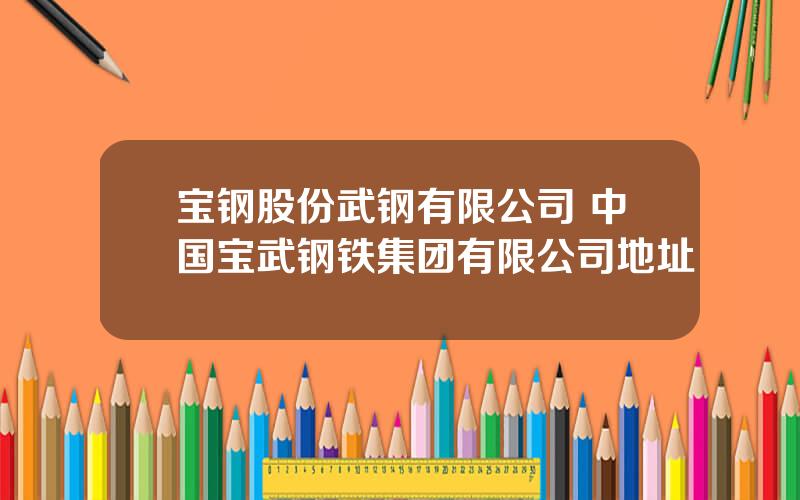 宝钢股份武钢有限公司 中国宝武钢铁集团有限公司地址